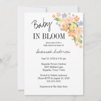 Baby In Bloom Florale Babyparty Einladung