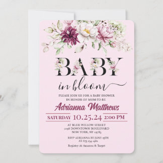 Baby In Bloom Florale Babyparty-Einladung Einladung