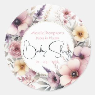 Baby in Bloom Florale Babyparty Runder Aufkleber