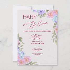 Baby in Bloom Florale Wasserfarben-Baby-Shower-Ein Einladung