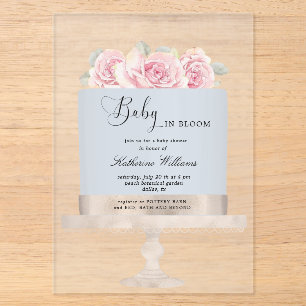Baby in Bloom Floraler Baby Shower Cake Acryleinladungen
