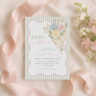 Baby in Bloom Florales Mädchen-Baby-Shower Einladung
