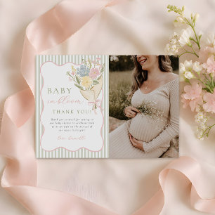 Baby in Bloom Florales Mädchen-Baby-Shower-Foto Dankeskarte