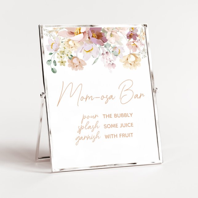 Baby in Bloom Florals Baby Dusche Mama Osa Bar Poster (Spring Wildflower Baby Shower Mom Osa Bar Sign)