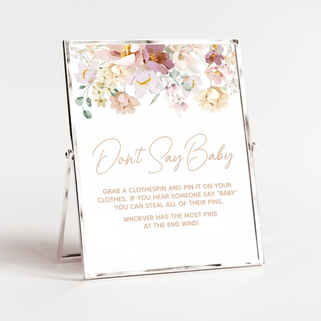 Baby in Bloom Florals Babydusche Sage nicht Baby Poster (Spring Wildflower Baby Shower Don't Say Baby Sign)