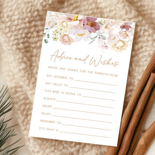 Baby in Bloom Florals Ratgeber und Wünsche Spiel (Spring Wildflower Baby Shower Advice and Wishes Game)