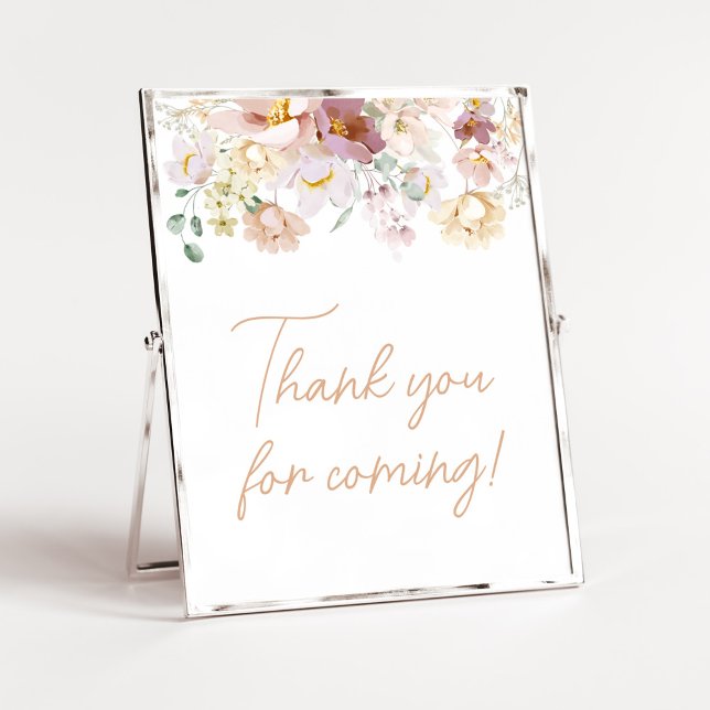 Baby in Bloom Florals Vielen Dank für Ihr Kommen Poster (Spring Wildflower Baby Shower Thank you for Coming Sign)