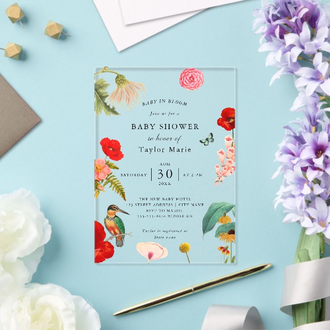 Baby in Bloom | Frühjahr-Wildblume Kinderdusche Acryleinladungen (In Situ (Hochzeit))