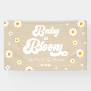 Baby In Bloom Gänseblümchen Blumen Beige Babyparty Banner