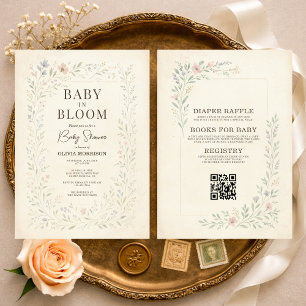 Baby in Bloom Garten Alles in Einem Baby Shower Einladung