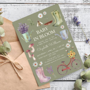 Baby in Bloom Garten-Baby-Party Einladung