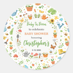 Baby in Bloom Garten-Baby-Party   Süße Blumen  Runder Aufkleber