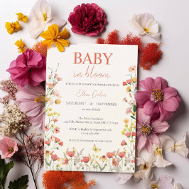 Baby in Bloom gepresste Wildblume Girl Babydusche Einladung