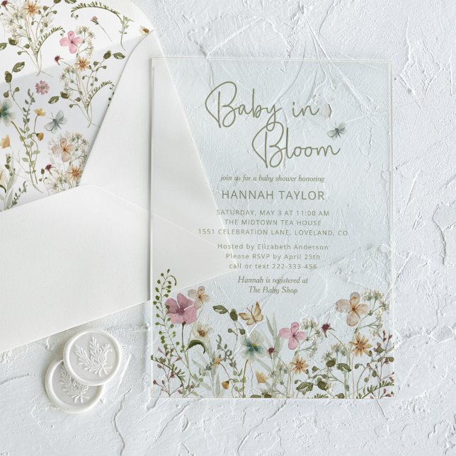 Baby in Bloom Girl Baby Shower Acryleinladungen (Von Creator hochgeladen)