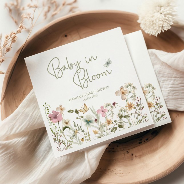 Baby in Bloom Girl Baby Shower Serviette (Von Creator hochgeladen)