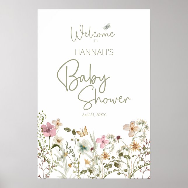 Baby in Bloom Girl Baby shower Welcome Poster (Devant)