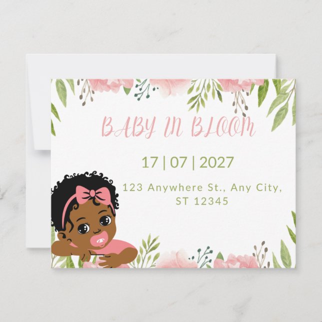 Baby in Bloom Girl Einladung (Vorderseite)