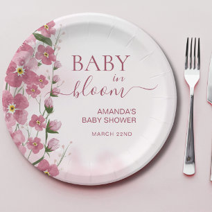 Baby in Bloom Girl Pink Blumendusche Pappteller
