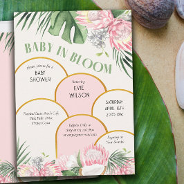 Baby in Bloom Gold Arch Pink Protea Babydusche Einladung