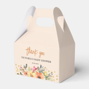 Baby in Bloom Gold Orange Baby Dusche Geschenkschachtel