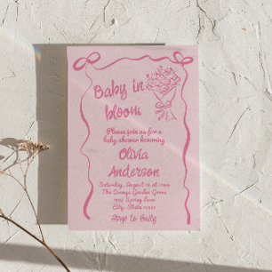 Baby in Bloom Hand gezeichnete Blume Bouquet Dusch Einladung