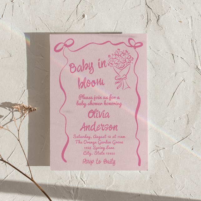 Baby in Bloom Hand gezeichnete Blume Bouquet Dusch Einladung (Von Creator hochgeladen)