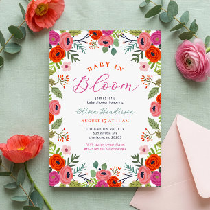 Baby in Bloom Helle Florale Babyparty-Einladung Einladung
