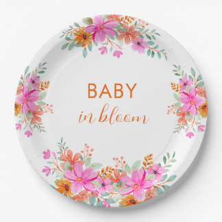 Baby in Bloom helle Sommerdusche Pappteller