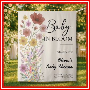 Baby in Bloom Hintergrund Wildblume Kinderdusche Wandteppich