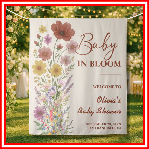 Baby in Bloom Hintergrund Wildblume Kinderdusche Wandteppich