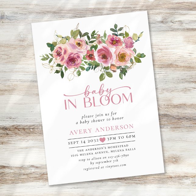 Baby in Bloom Hübsch Floral Baby Dusche Einladung (Von Creator hochgeladen)