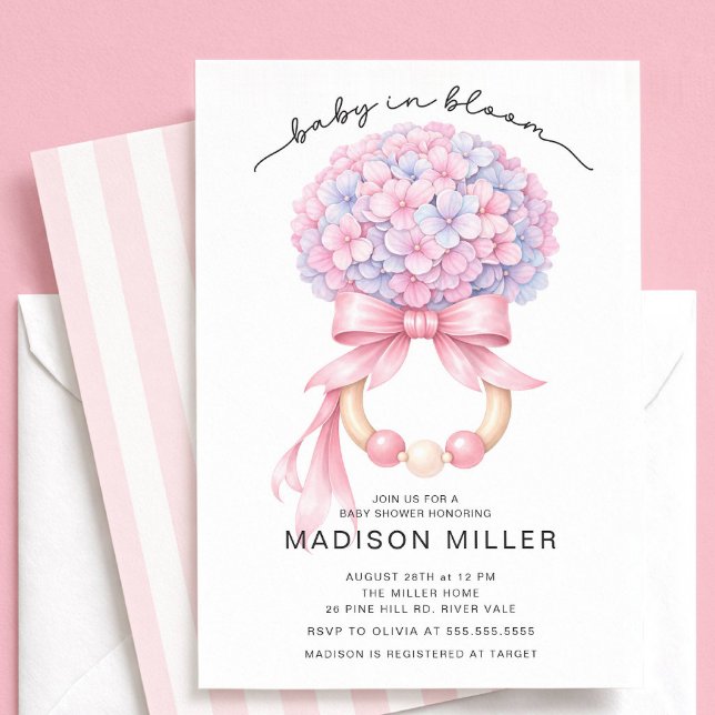 Baby in Bloom Hydrangea Baby Shower Invite Einladung (Von Creator hochgeladen)