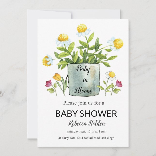 Baby In Bloom - Invitation Florale Baby shower (Devant)