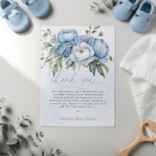Baby in Bloom Junge Baby Shower Dankeschön Postkarte
