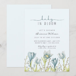Baby in Bloom Junge Dusche Einladung