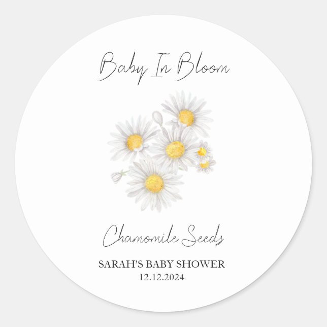 Baby in Bloom l Chamomile Seeds Kinderdusche Runder Aufkleber (Vorderseite)