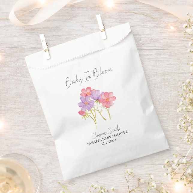 Baby in Bloom l Cosmos Samen Baby Dusche Geschenktütchen (Ausgeschnitten)