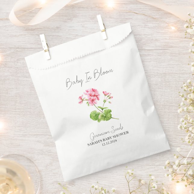 Baby in Bloom l Geranium Seeds Baby Dusche Geschenktütchen (Ausgeschnitten)