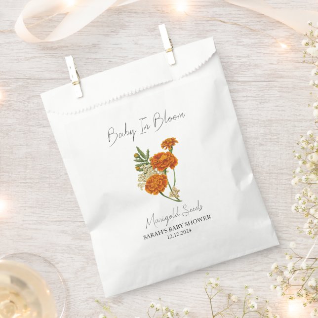 Baby in Bloom l Marigold Seeds Kinderdusche Geschenktütchen (Ausgeschnitten)