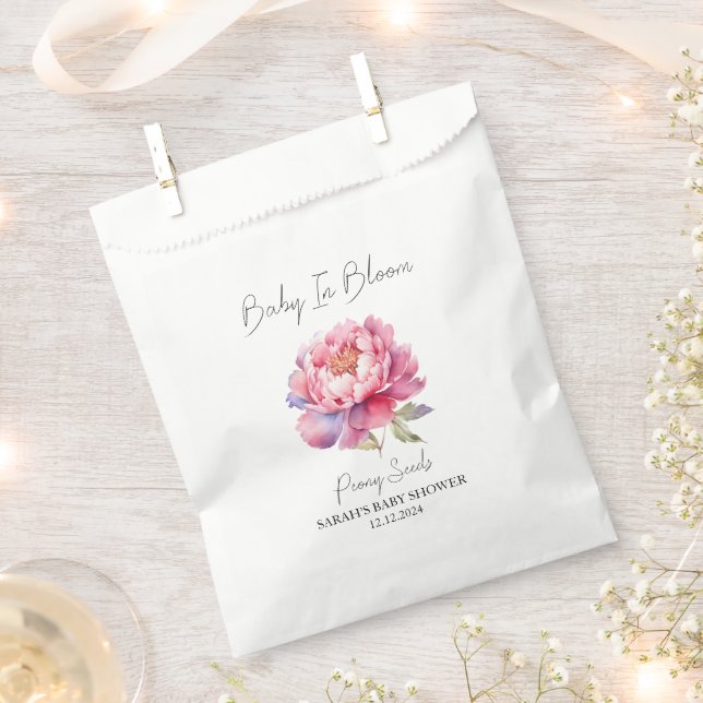 Baby in Bloom l Peony Seeds Kinderdusche Geschenktütchen (Ausgeschnitten)