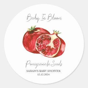 Baby in Bloom l Pomegranate Seeds Baby Dusche Runder Aufkleber