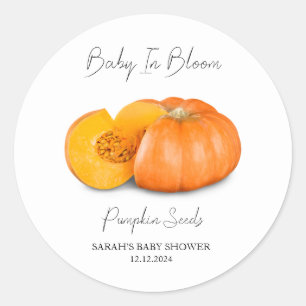 Baby in Bloom l Pumpkin Seeds Baby Dusche Runder Aufkleber