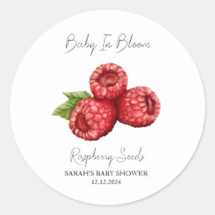 Baby in Bloom l Raspberry Samen Baby Dusche Runder Aufkleber