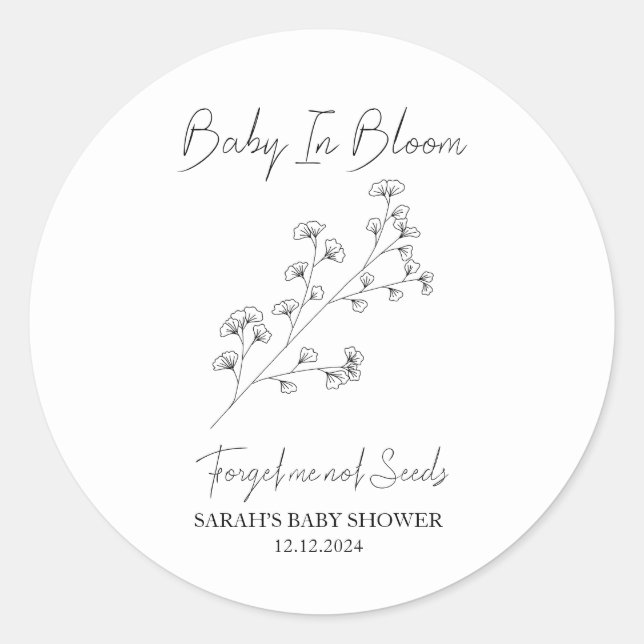 Baby in Bloom l Vergiss mich nicht Seeds Baby Dusc Runder Aufkleber (Vorderseite)