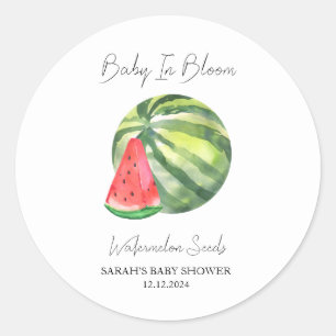 Baby in Bloom l Watermelon Samen Baby Dusche Runder Aufkleber