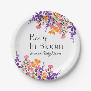 Baby in Bloom Lebendige Frühlingsblumen Babydusche Pappteller
