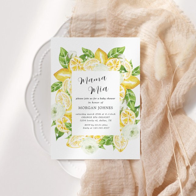 Baby In Bloom Lemon Bouquet Baby shower Invitation (Créateur téléchargé)