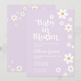 Baby in Bloom lila Daisy Kinderdusche Einladung