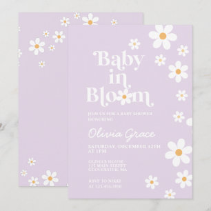 Baby in Bloom lila Daisy Kinderdusche Einladung