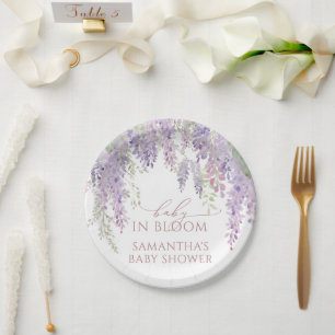 Baby in Bloom Lila Wisteria Baby Shower Pappteller